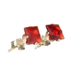 Square Cut Red Earrings 