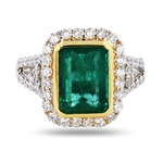 App: $17,600 2.87ct Emerald and 0.96ctw Diamond Platinum Ring (Vault_R40)