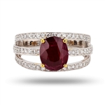 App: $9,250 1.64ct Ruby and 0.54ctw Diamond 18K Yellow and White Gold Ring (Vault_R41) 