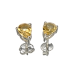 1.18CT Pair Cut 925 Sterling Silver Citrine Solitaire Earrings