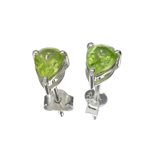 1.37CT Pear Cut 925 Sterling Silver Peridot Solitaire Earrings