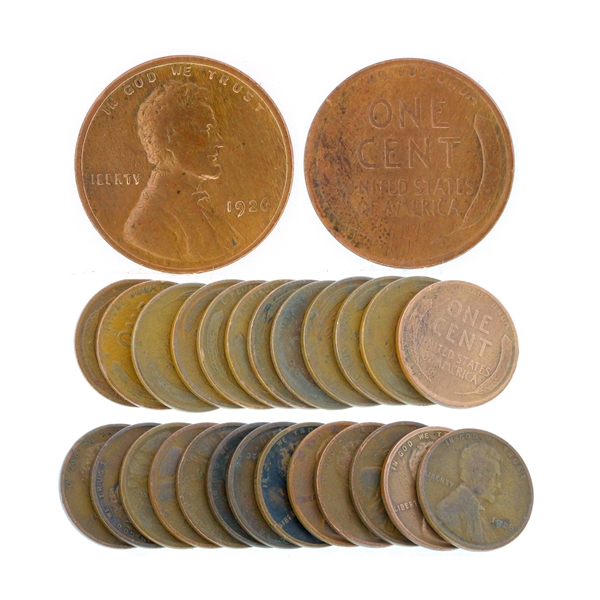 (25) 1920s Wheat Penny Coins