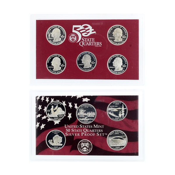 2005 United States Mint 50 State Quarters Silver Proof Set Coin