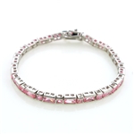 Various Cut Pink Cubic Zirconia Sterling Silver Bracelet