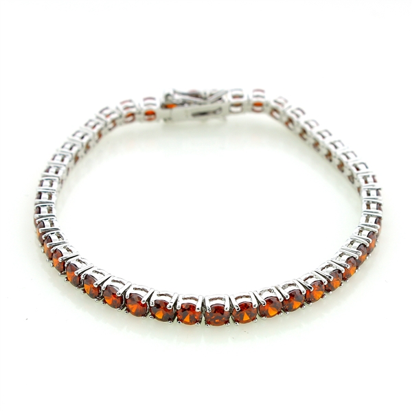 Round Cut Orange Cubic Zirconia Sterling Silver Bracelet