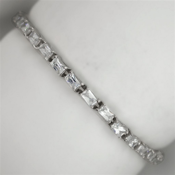 Custom Made Sterling Silver Opal Fancy French Cubic Zirconium Tennis Bracelet