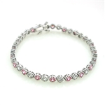 Round Cut Mixed Cubic Zirconia Sterling Silver Bracelet