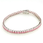 Square Cut Pink Cubic Zirconia Sterling Silver Bracelet