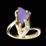 14KT. Gold, Boulder Opal And 0.03CT Diamond Ring