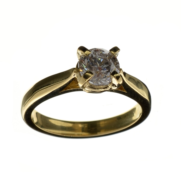 14KT. Gold, 0.99CT Round Cut Diamond Ring