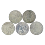 (5) Misc. U.S. Peace Type Silver Dollar Coin