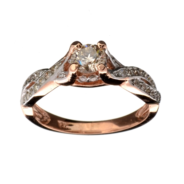 14KT. Rose Gold, 0.68CT Round Cut Diamond Ring 