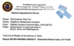 2.79CT Rectangular Step Cut Natural Aquamarine Parcel