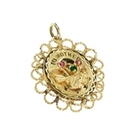 14 kt. Gold, Round Cut French Crystal Pendant
