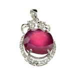 APP: 4.9k Fine Jewelry 12.21CT Ruby And Colorless Topaz Platinum Over Sterling Silver Pendant