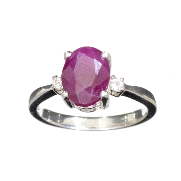 2.32CT Ruby And Colorless Topaz Platinum Over Sterling Silver Ring