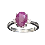 2.32CT Ruby And Colorless Topaz Platinum Over Sterling Silver Ring