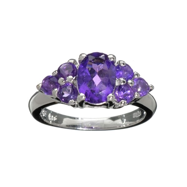 3.00CT Mixed Cut Purple Amethyst Quartz And Platinum Over Sterling Silver Ring