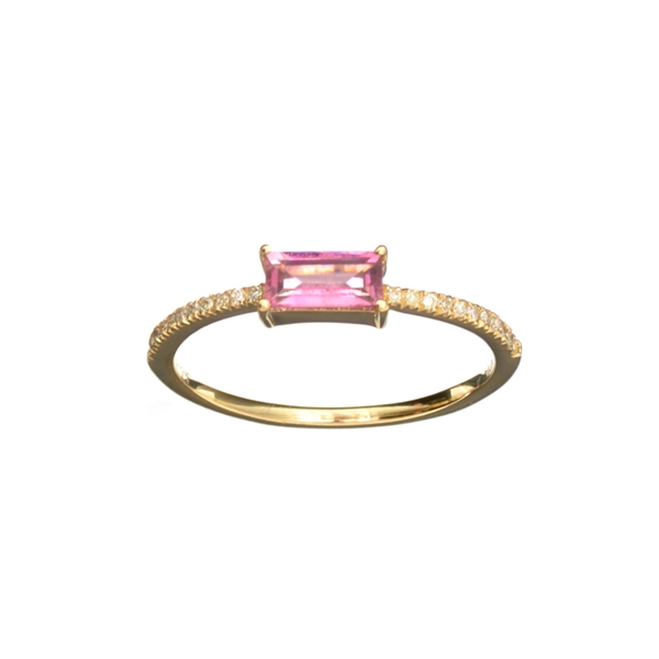 14KT. Gold, 0.45CT Pink Tourmaline And Diamond Ring