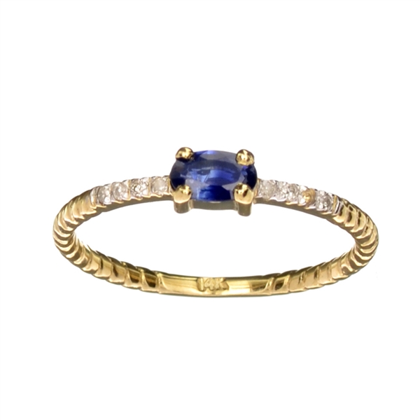 14KT. Gold, 0.28CT Blue Sapphire And Diamond Ring