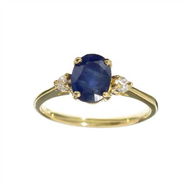 14KT. Gold, 1.61CT Blue And White Sapphire Ring