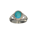 1.94CT Cabochon Cut Blue Turquoise And Sterling Silver Ring