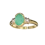 14KT. Gold, 1.11CT Green Emerald And White Sapphire Ring