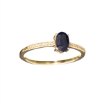 14KT. Gold 0.61CT Oval Cut Sapphire and 0.06CT Round Brilliant Cut Diamond Ring