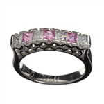 Designer Sebastian 1.00CT Princess Cut Swiss Cubic Zirconia And Platinum Over Sterling Silver Ring