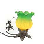 Trumpet Playing Cherub Frosted Flower Table Light Lamp