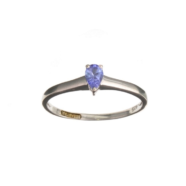 0.20CT Pear Cut Tanzanite And Sterling Silver Ring