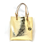 Brand New Michael Kors Jet Set Metallic Pale Gold NS Tote