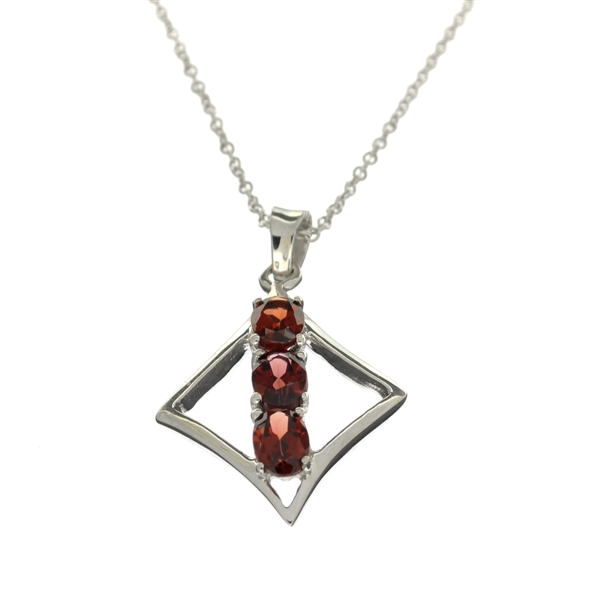 1.69CT Oval Cut 925 Sterling Silver Garnet Pendant with 18" Chain