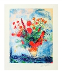 MARC CHAGALL Bouquet Over City Mini Print 10in x 12in, with Certificate XCV of CCLXXV