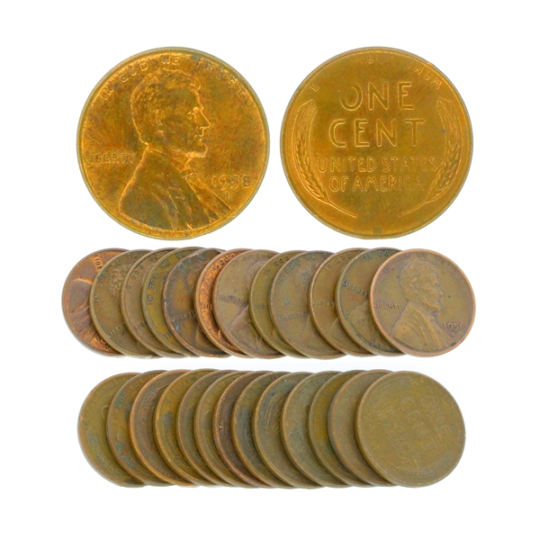 (25) Assorted 1940s-1950s Wheat Pennies Coin