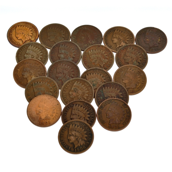 (20) US Indian Head Pennies-Various Years Coin