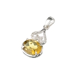 2.00CT Oval Cut Citrine And White Sapphire Sterling Silver Pendant