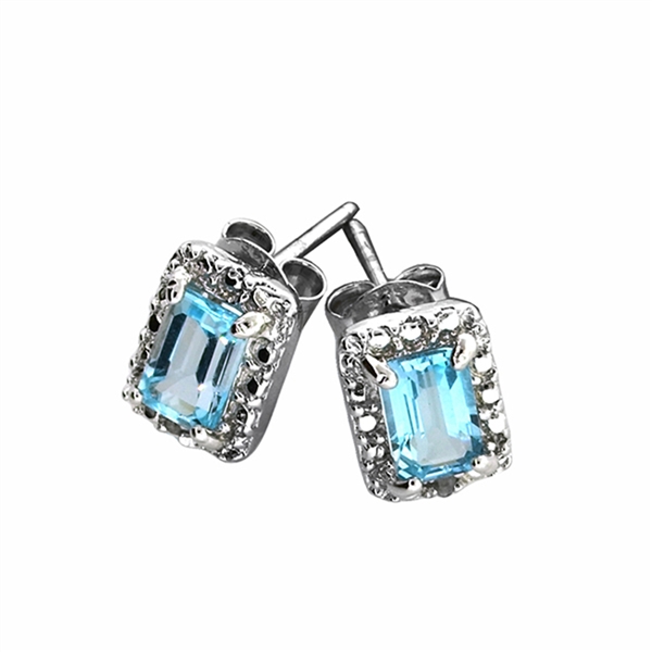 Blue Topaz and Sterling Silver Earring and Pendant Set