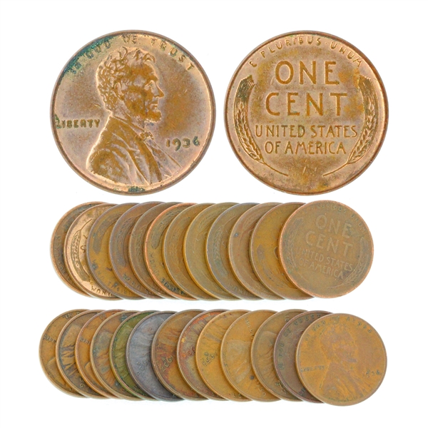 (25) Assorted 1920s Wheat Pennies Coin