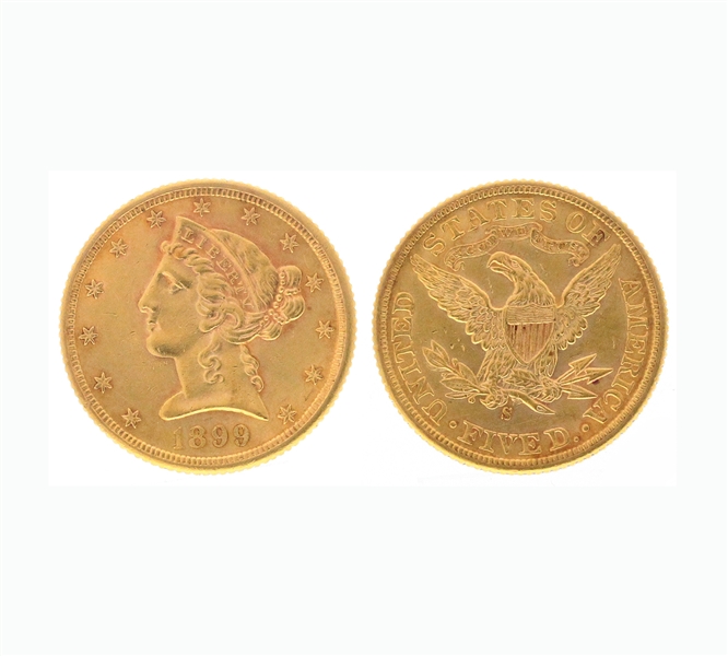 1899-S $5.00 U.S. Liberty Head Gold Coin (DF)