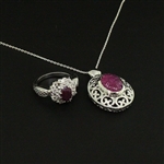 Ruby Ring size 7 and Pendant Sterling Silver Collection 