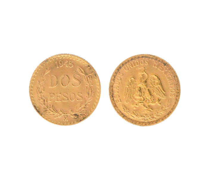 1945 Dos Pesos Estados Unidos Mexicanos 0.900 purity Gold Coin