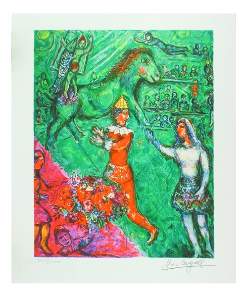 MARC CHAGALL Le Cirque Verte Mini Print 10in x 12in, with Certificate LXVIII of CCLXXV