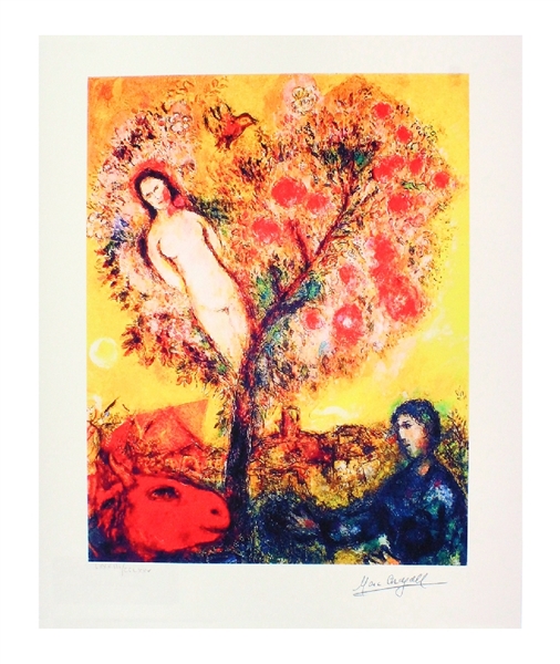 MARC CHAGALL Tree Over Village Mini Print 10in x 12in, with Certificate XCVI of CCLXXV