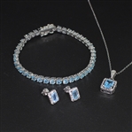  Blue Topaz Pendant and Bracelet Sterling Silver Collection 