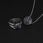 Sapphire Ring Size 7 and Pendant Sterling Silver Collection 