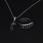 Sapphire Ring Size 8 and Pendant Sterling Silver Collection 