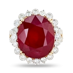 App: $11,736 18.10ct Ruby and 1.32ctw Diamond 14K Yellow Gold Ring (Vault_R43) 