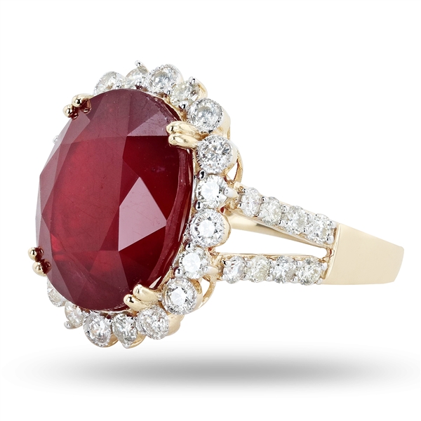 App: $11,736 18.10ct Ruby and 1.32ctw Diamond 14K Yellow Gold Ring (Vault_R43) 