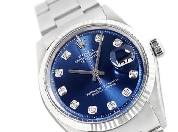 Rolex Watch with White Gold and Blue Dial with Diamonds!
